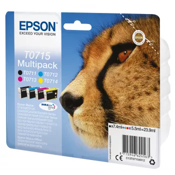 Epson Multipack 4 värvi T0715 DURABrite Ultra tint, standardtootlikkus, must, tsüaan, magenta, kollane, 7.4 ml, 5.5 ml, 1 tk, mitmikpakend