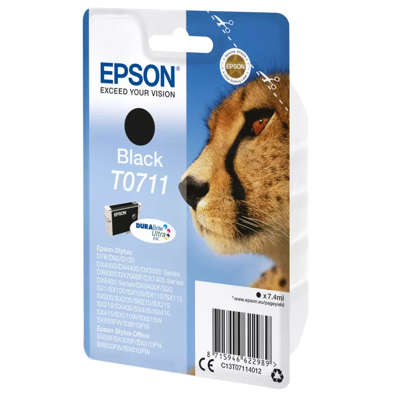 Epson Cheetah üksikpakend must T0711 DURABrite Ultra tint