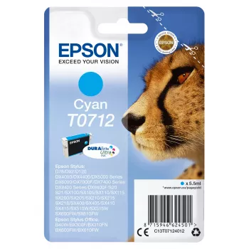 Epson Singlepack Tsüaan T0712 DURABrite Ultra tint, standardne tootlus, Tsüaan, 5.5 ml, 1 tk