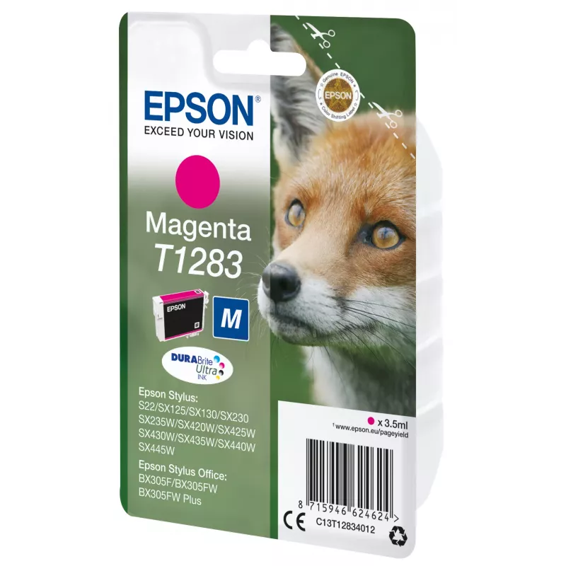 Epson Fox Singlepack Magenta T1283 DURABrite Ultra Ink, Magenta, pigmendipõhine tint, 3.5 ml, 1 tk, 160 lehekülge
