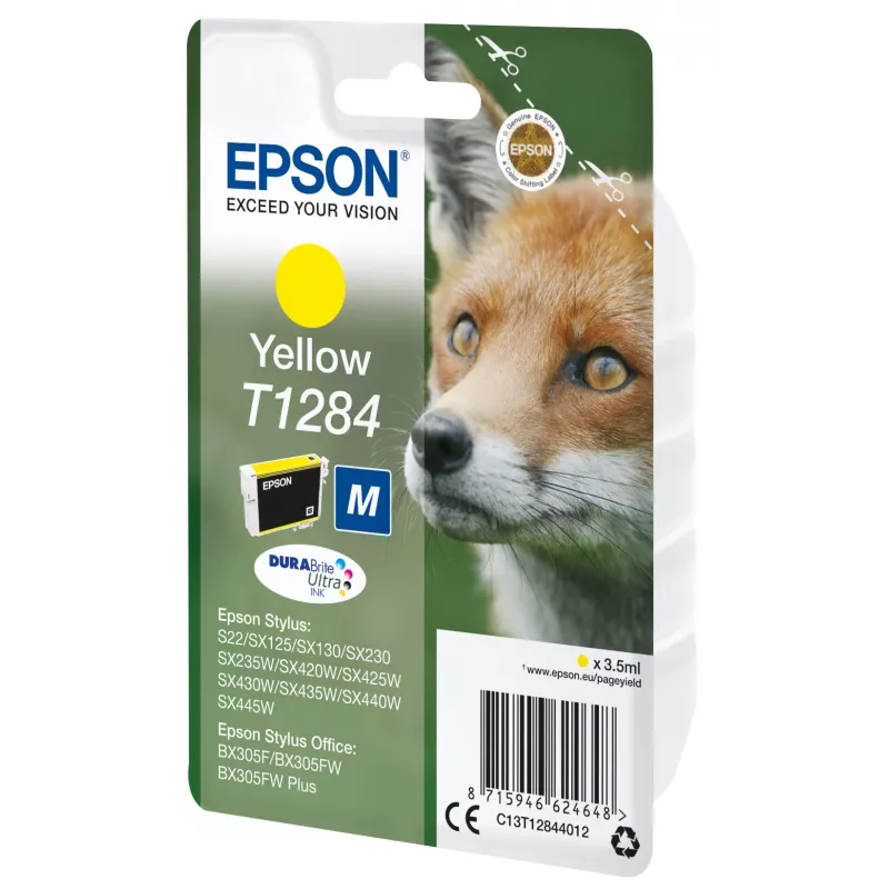 Epson Fox Singlepack kollane T1284 DURABrite Ultra tint, kollane, pigmendipõhine tint, 3.5 ml, 1 tk, 260 lehekülge