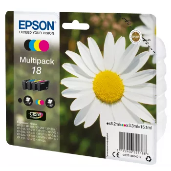 Tindikassett Epson 18 mitmikpakend C13T18064012 Must tsüaan magenta kollane
