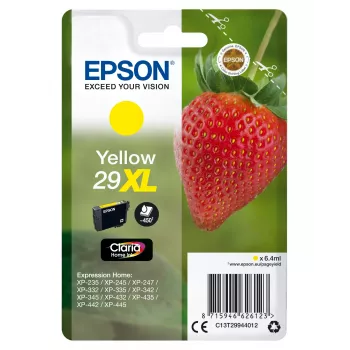 Epson Strawberry Singlepack kollane 29XL Claria Home tint, kõrge (XL) tootlikkus, kollane, pigmendipõhine tint, 6,4 ml, 1 tk, 450 lehekülge