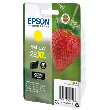 Epson Strawberry Singlepack kollane 29XL Claria Home tint, kõrge (XL) tootlikkus, kollane, pigmendipõhine tint, 6,4 ml, 1 tk, 450 lehekülge