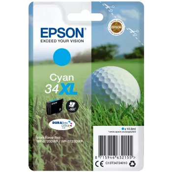 EPSON tindipatruni üksikpakend „Golf“ tsüaan 34XL DURABrite Ultra tindiga 10,8 ml