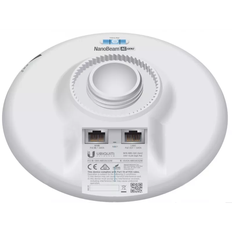UBIQUITI NETWORKS pääsupunkt Nano Beam Ac Gen2 Nbe-5ac-gen2 Airmax Atheros MIPS 74kc valge
