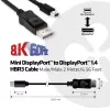 CLUB3D Mini DisplayPort to DisplayPort 1.4 HBR3 8K60Hz kaabel, 2 meetrit / 6.56 jalga