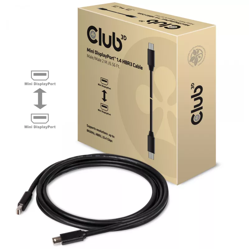 CLUB3D Mini DisplayPort 1.4 kaabel HBR3 8K60Hz Isane / Isane 2 m / 6,56 jalga