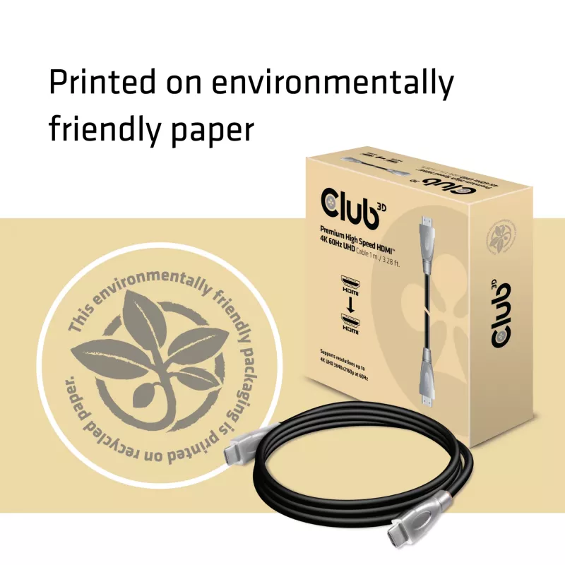 CLUB3D Premium High Speed HDMI™ 2.0 4K60Hz UHD kaabel 1 m / 3.28 jalga