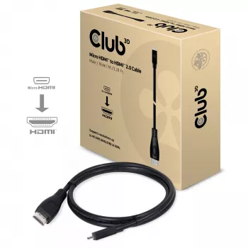 CLUB3D Micro HDMI™ to HDMI™ 2.0 4K60Hz kaabel 1M / 3.28 jalga