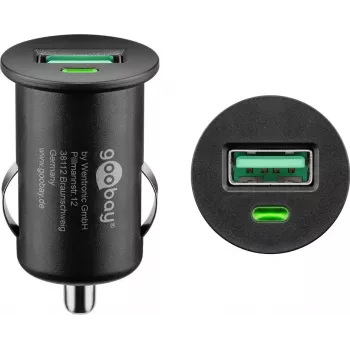 Sõiduki laadimisadapter Goobay 18 W Quick Charge 3.0 must