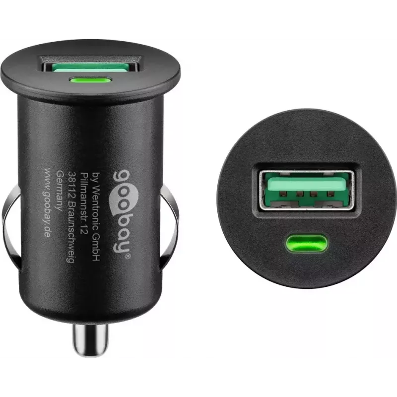 Sõiduki laadimisadapter Goobay 18 W Quick Charge 3.0 must