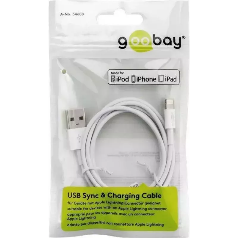 Lightning USB laadimis- ja sünkroonimiskaabel Goobay 72905