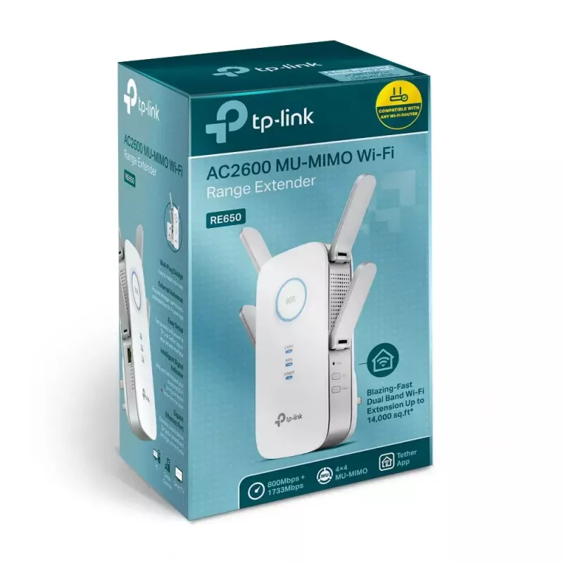 TP-Link RE650 võrgu laiendaja Võrgusaadik Valge 10, 100, 1000 Mbit/s