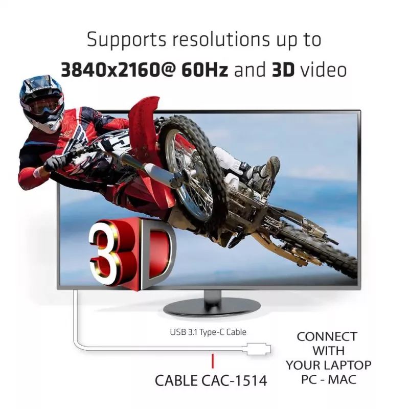 CLUB3D USB-C HDMI™ 2.0 UHD aktiivkaabel 1,8 m / 5,9 jalga