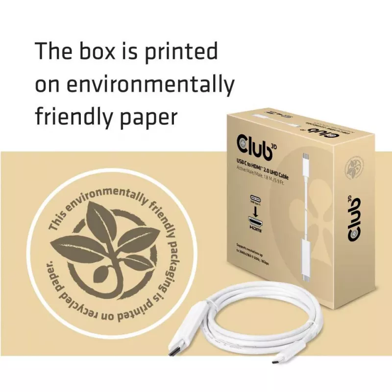 CLUB3D USB-C HDMI™ 2.0 UHD aktiivkaabel 1,8 m / 5,9 jalga