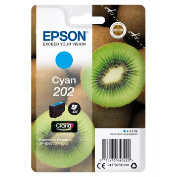 Kassett EPSON tindipulk Singlepack Kiwi tsüaan 202 Claria Premium Ink 4,1 ml