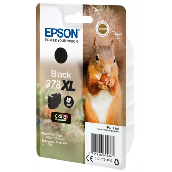 Epson Squirrel Singlepack Must 378XL Claria Photo HD tint, kõrge (XL) tootlikus, must, pigmenttint, 11,2 ml, 1 tk, 500 lehekülge