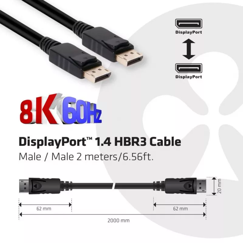 CLUB3D DisplayPort 1.4 HBR3 kaabel 2m/6.56ft M/M 8K60Hz