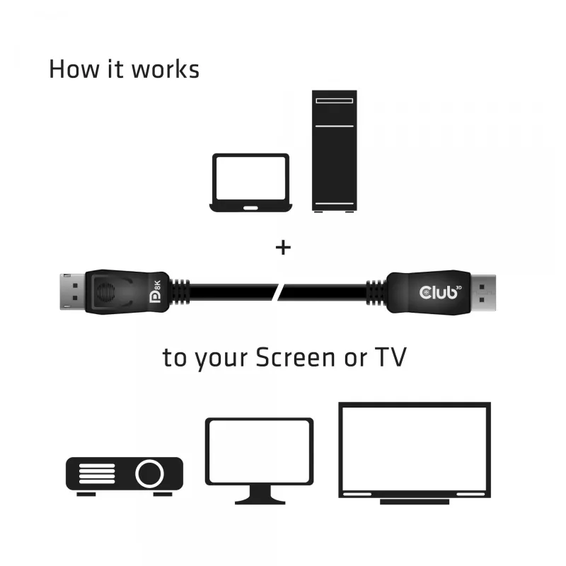 CLUB3D DisplayPort 1.4 HBR3 kaabel 2m/6.56ft M/M 8K60Hz