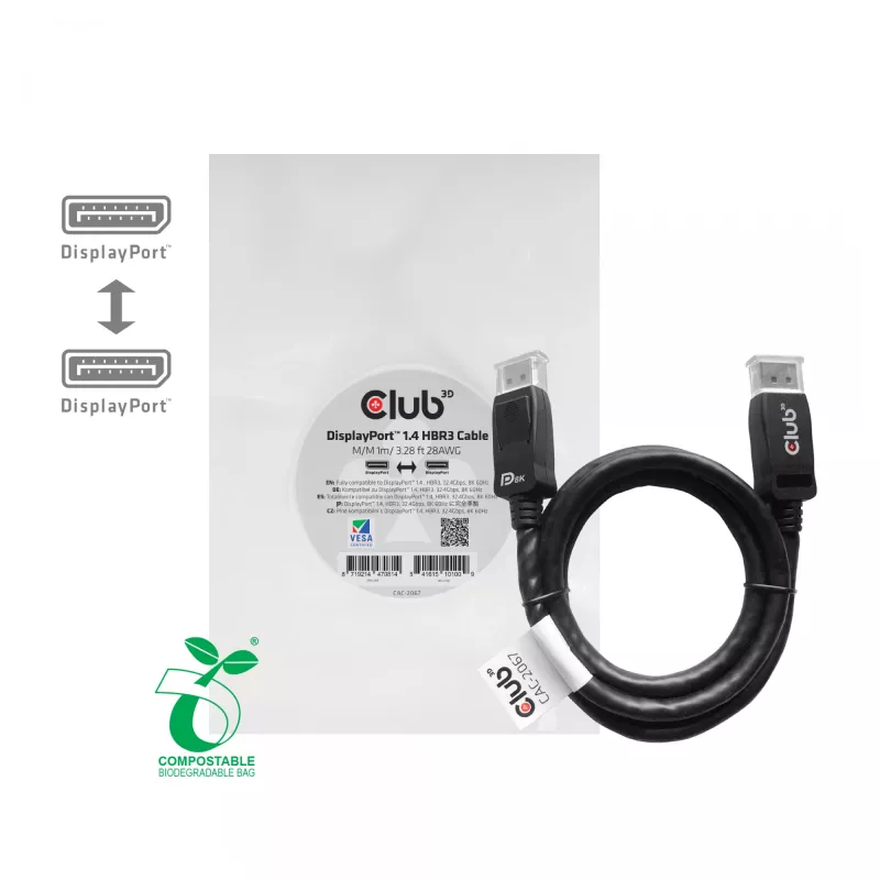 CLUB3D DisplayPort 1.4 HBR3 kaabel 1m/3.28ft isane/isane 8K60Hz