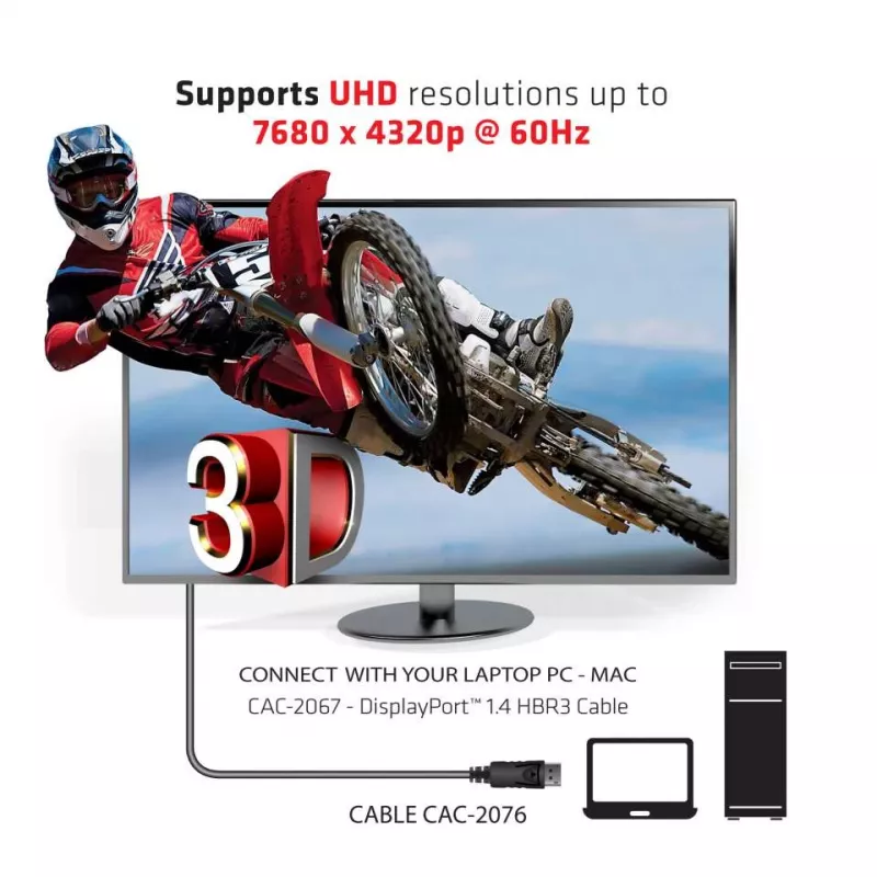 CLUB3D DisplayPort 1.4 HBR3 kaabel 1m/3.28ft isane/isane 8K60Hz
