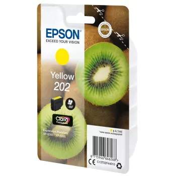 Epson Kiwi üksikpakendis kollane 202 Claria Premium tint, standardmahutavus, kollane, pigmendipõhine tint, 4,1 ml, 1 tk, 300 lehekülge