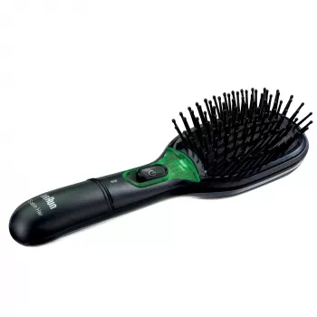 Paddle hairbrush BRAUN BR710 for adults, Must and roheline, 175 g