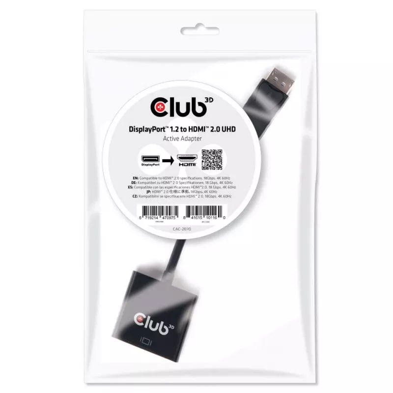Aktiivne adapter DisplayPort 1.2 HDMI 2.0-le CLUB3D CAC-2070