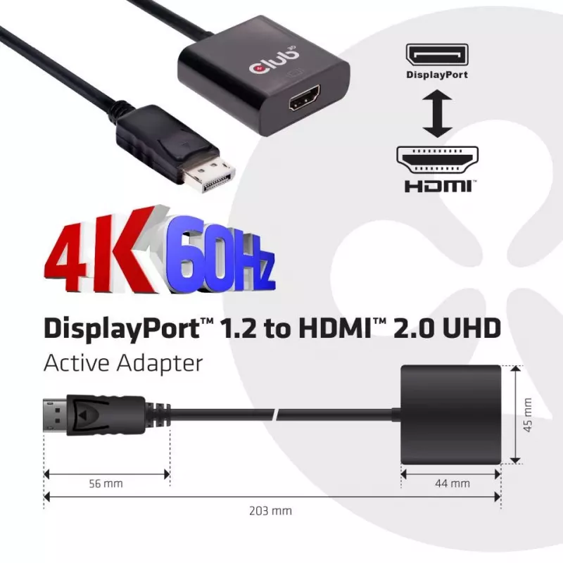Aktiivne adapter DisplayPort 1.2 HDMI 2.0-le CLUB3D CAC-2070