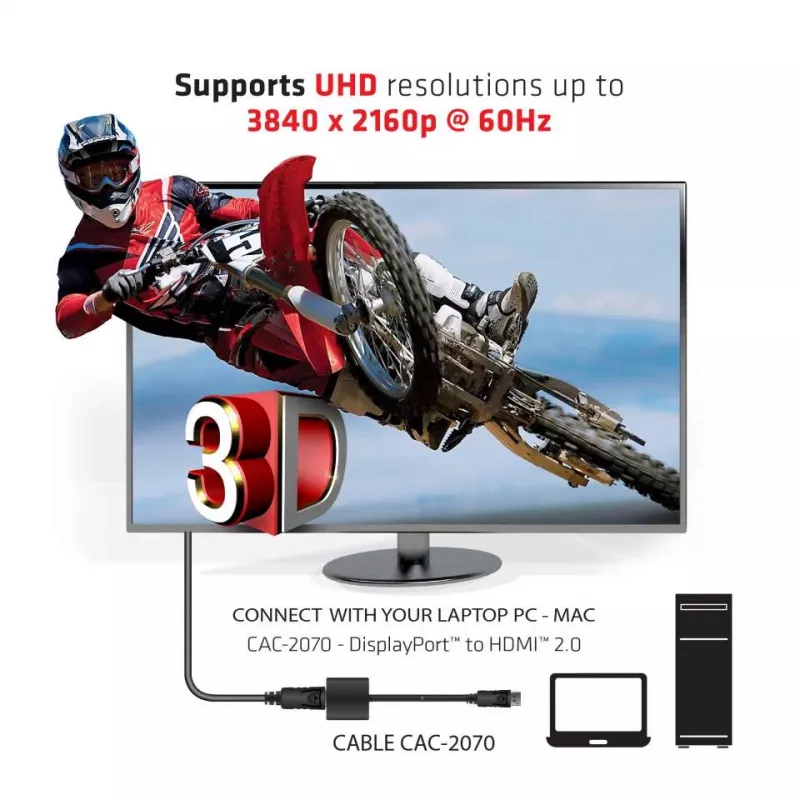 Aktiivne adapter DisplayPort 1.2 HDMI 2.0-le CLUB3D CAC-2070
