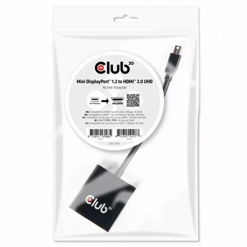 Active Adapter CLUB3D Mini DisplayPort 1.2 to HDMI 2.0 UHD
