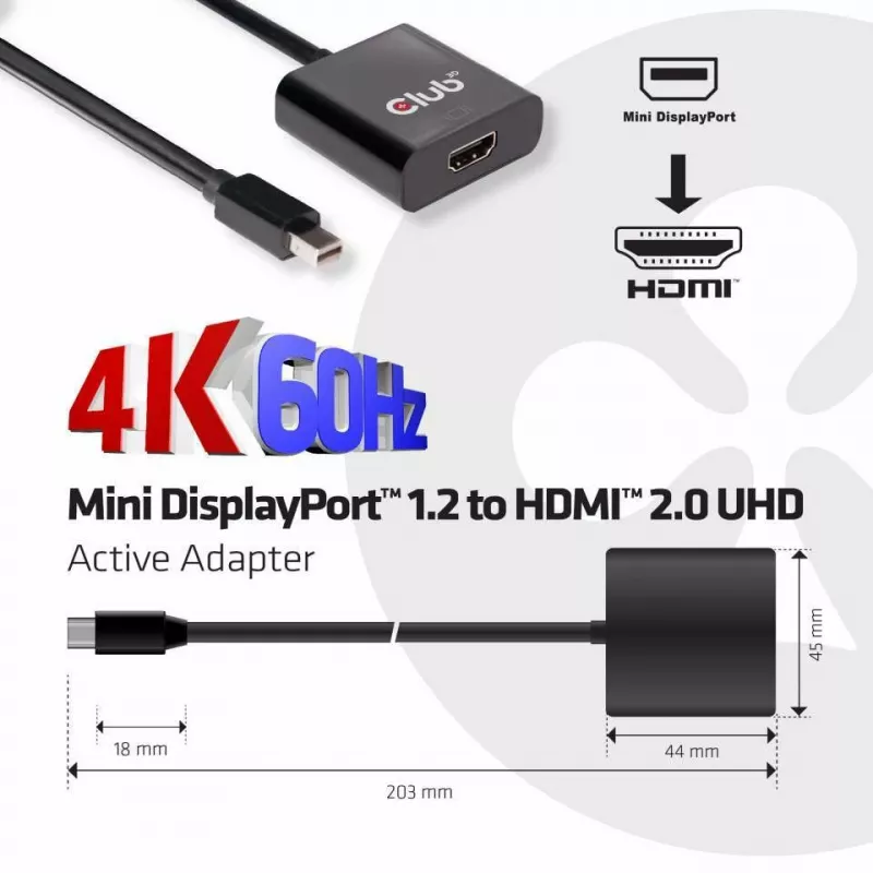 Active Adapter CLUB3D Mini DisplayPort 1.2 to HDMI 2.0 UHD