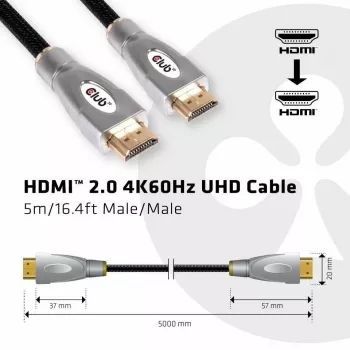 CLUB3D HDMI 2.0 4K60Hz UHD kaabel 5m/16.4ft