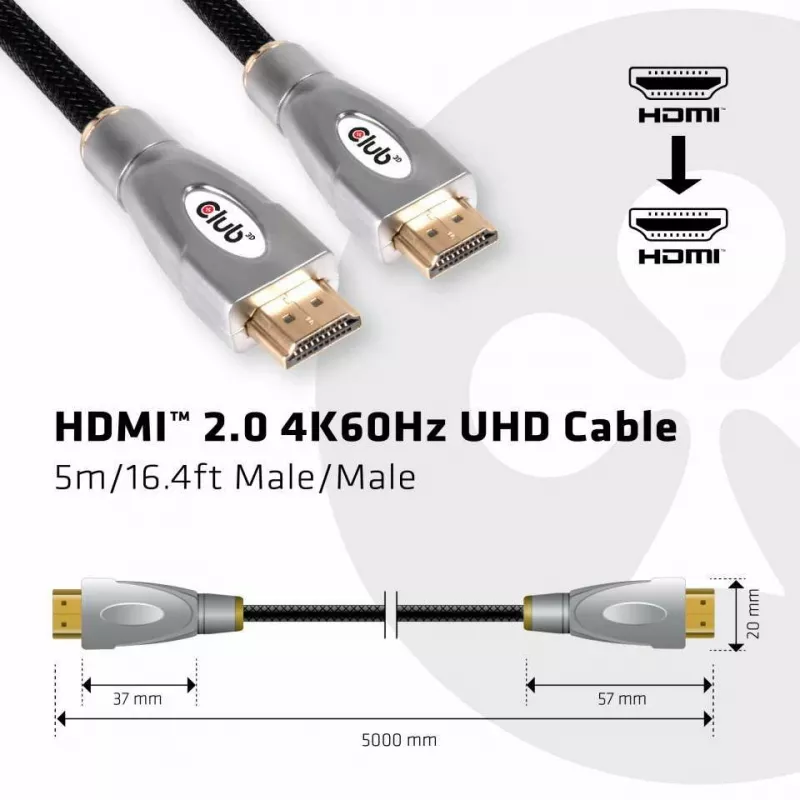 CLUB3D HDMI 2.0 4K60Hz UHD kaabel 5m/16.4ft