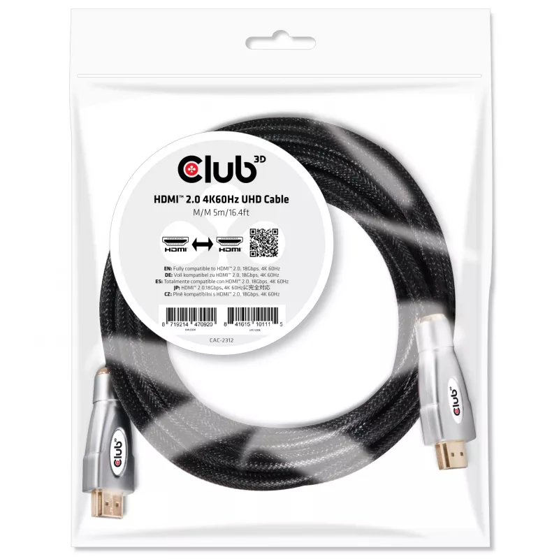 CLUB3D HDMI 2.0 4K60Hz UHD kaabel 5m/16.4ft