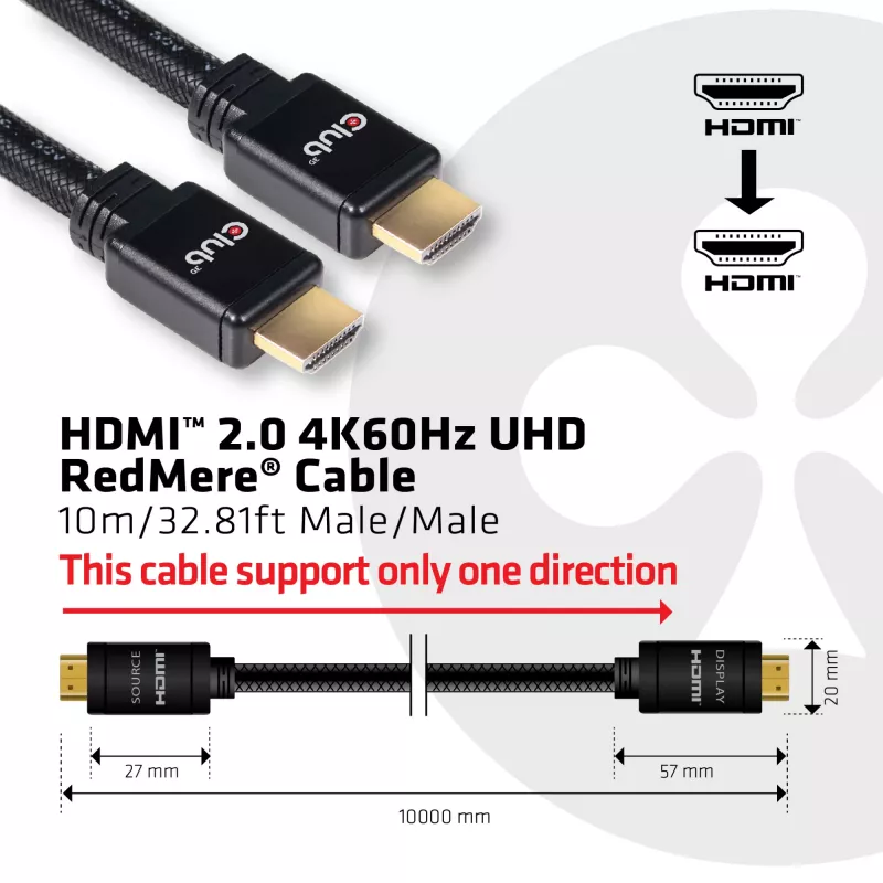 CLUB3D HDMI 2.0 4K60Hz RedMere kaabel 10m/32.8ft