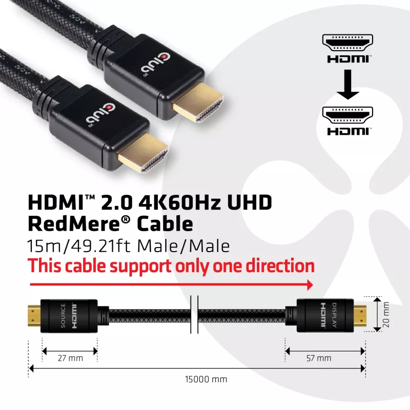 CLUB3D HDMI 2.0 4K60Hz RedMere kaabel 15m/49.2ft