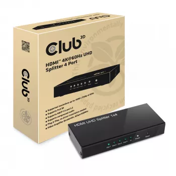 CLUB3D HDMI™ 4K@60Hz UHD Splitter AC Toitega 4 porti