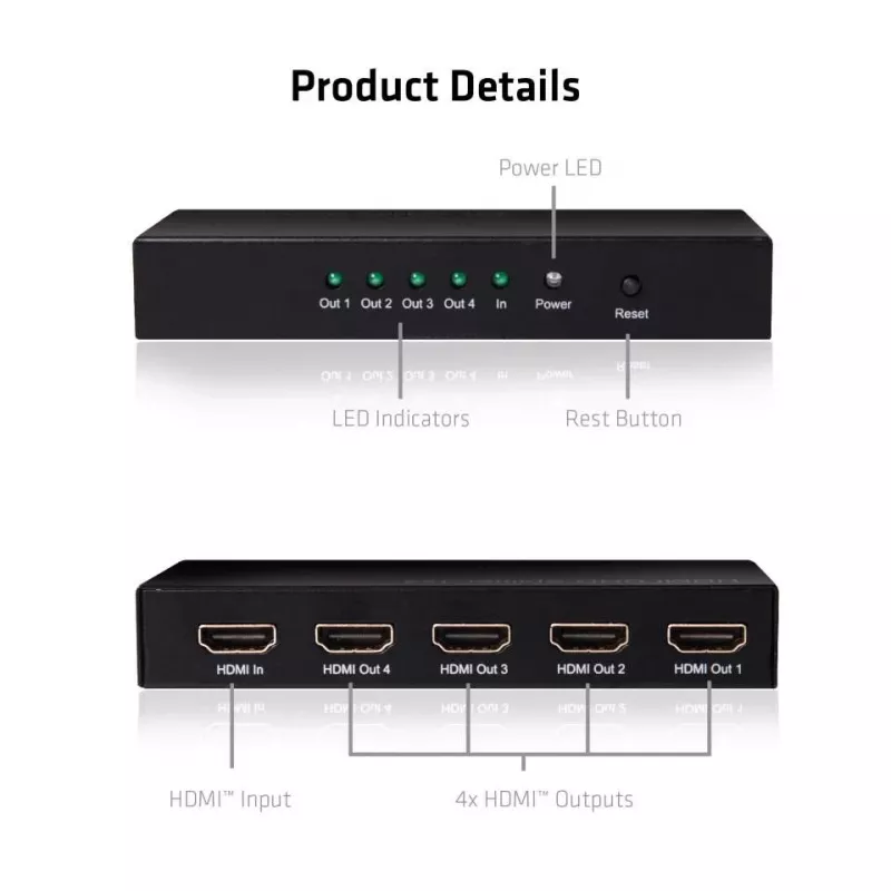 CLUB3D HDMI™ 4K@60Hz UHD Splitter AC Toitega 4 porti