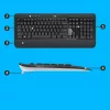 Juhtmeta klaviatuuri ja hiire komplekt Logitech MK540 Advanced — täissuuruses QWERTY-klaviatuur, USB-vastuvõtja, USA paigutus, ergonoomiline hiir, must/valge
