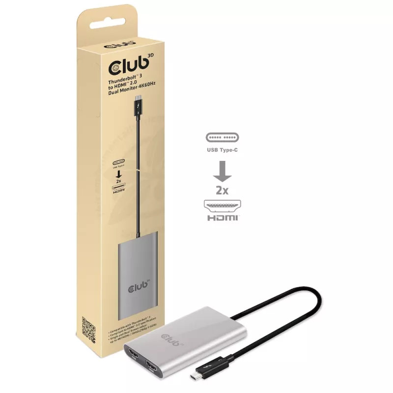 Adapter CLUB3D Thunderbolt 3 kahele HDMI 2.0-le