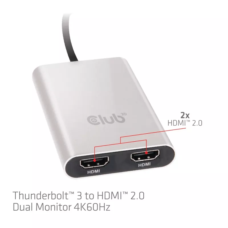 Adapter CLUB3D Thunderbolt 3 kahele HDMI 2.0-le