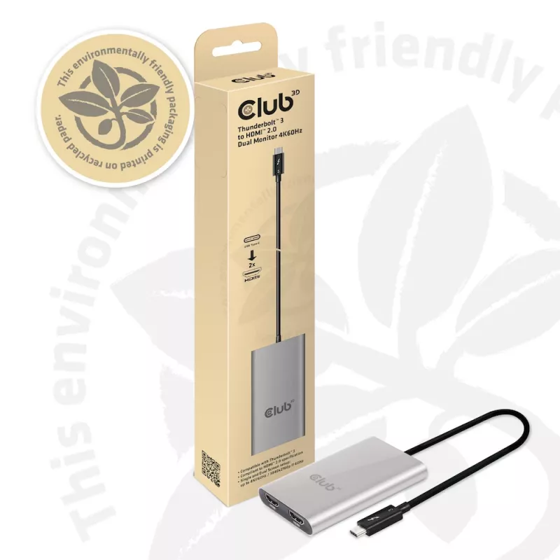 Adapter CLUB3D Thunderbolt 3 kahele HDMI 2.0-le