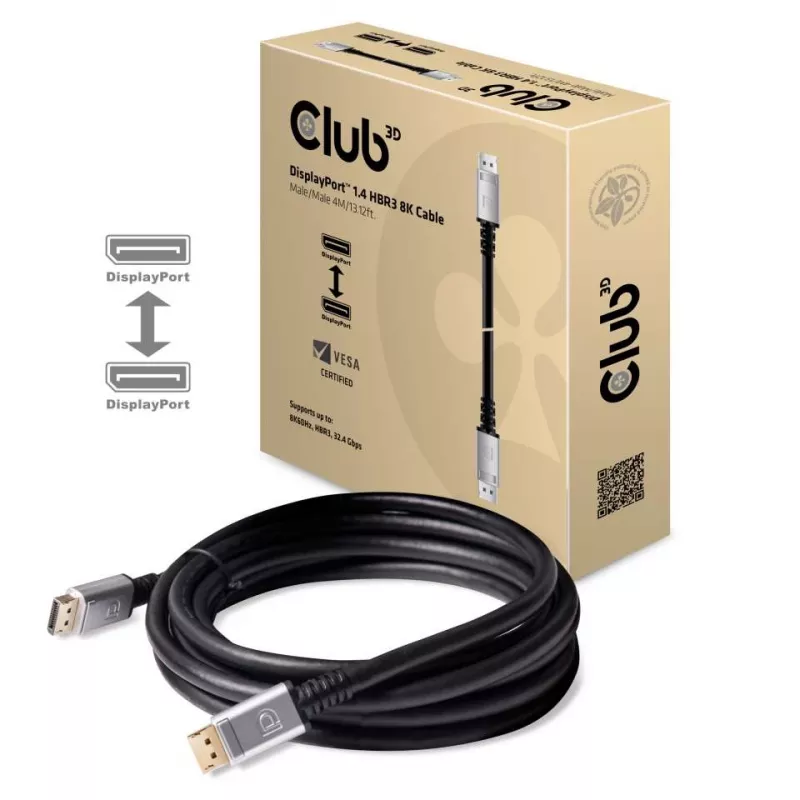 CLUB3D DisplayPort 1.4 HBR3 8K kaabel M/M 4 m / 13,12 jalga
