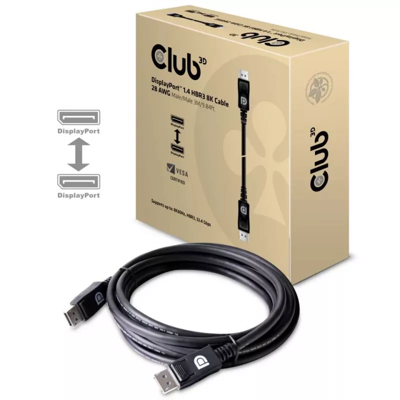 CLUB3D DisplayPort 1.4 HBR3 8K 28AWG kaabel M/M 3m /9.84 jalga