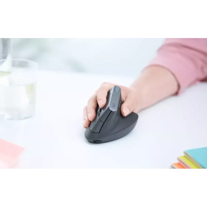 Ergonoomiline juhtmevaba hiir Logitech MX Vertical, MX Vertical, 4000 DPI, RF Wireless + Bluetooth, paremakäeline, Graphite, kontorikasutus