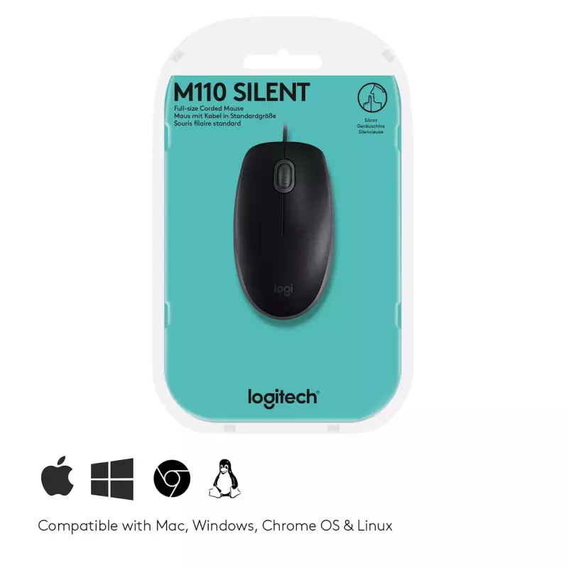 Hiir Logitech B110 Silent juhtmega USB must
