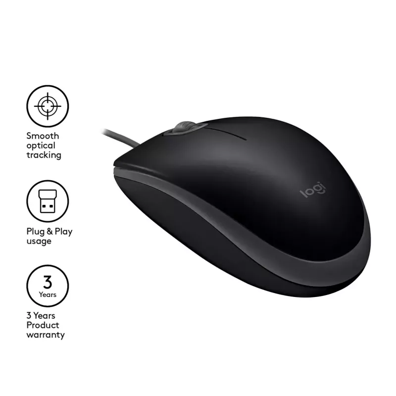 Hiir Logitech B110 Silent juhtmega USB must