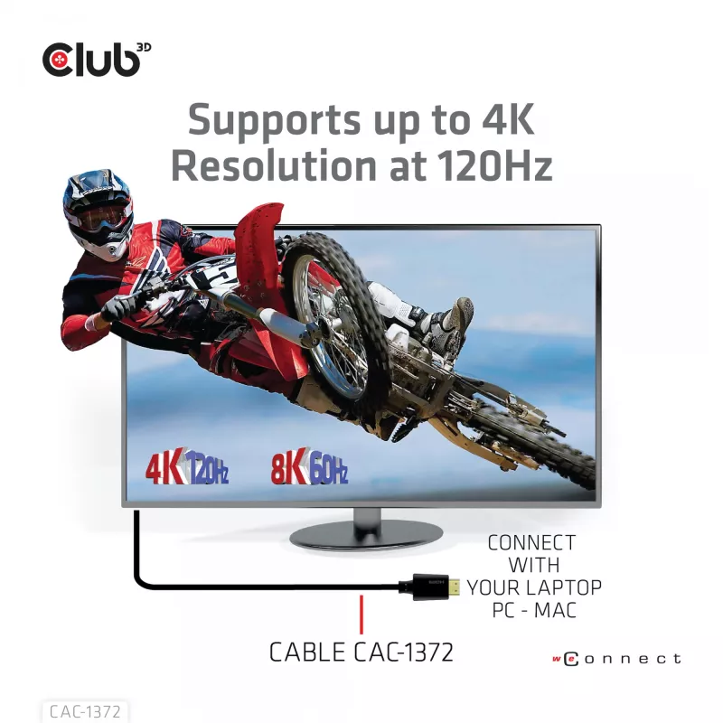 CLUB3D Ultra High Speed HDMI 4K120Hz, 8K60Hz Certified kaabel 48Gbps M/M 2 m / 6.56 ft